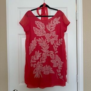 Anthropologie Scarlet and Ivory Floral Midi Dress